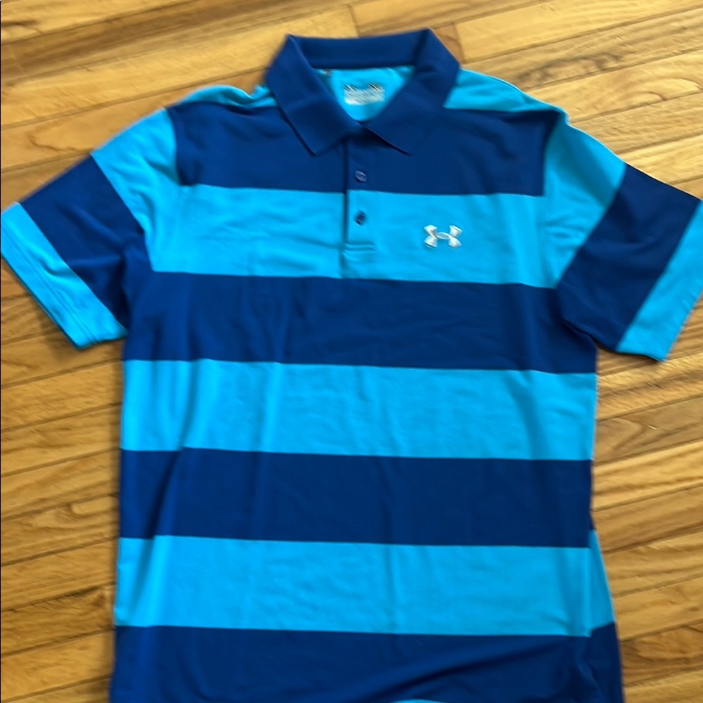 Under Armour Blue Striped Performance Polo